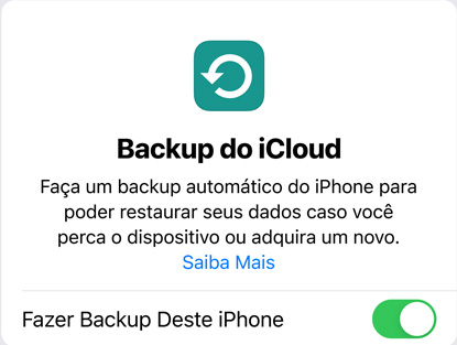 Imagem que mostra a quantidade de dados usados pelo Backup do iCloud