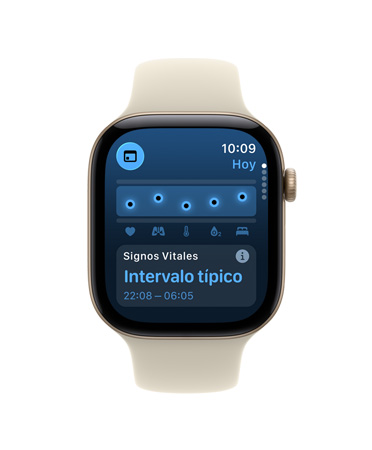 Apple Watch Series 12, caja de aluminio, color gris espacial, app Signos Vitales, gráfica con puntuaciones de salud, notificación de valores normales de signos vitales nocturnos, correa deportiva, color arena (café claro)