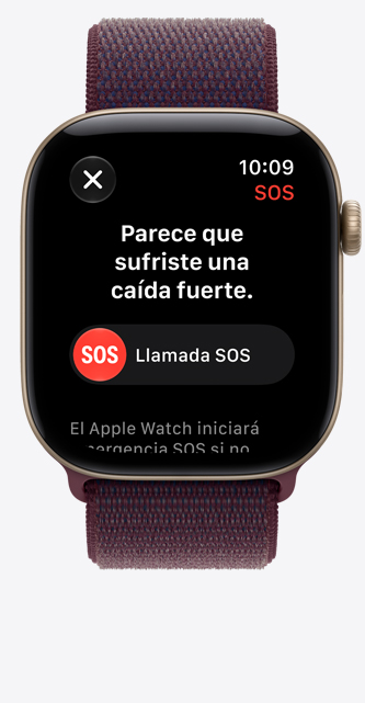 Apple Watch Series 12, notificación de caída fuerte, opción de llamada de emergencia, caja de aluminio, color oro claro, correa loop deportiva, color borgoña