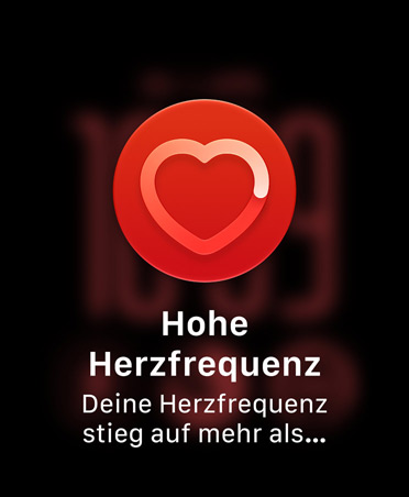 Mitteilung bei hoher Herzfrequenz, weißer Herzumriss auf rotem Kreis