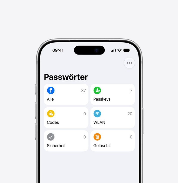 iPhone 18 Pro, front exterior, Passwords app displayed on screen