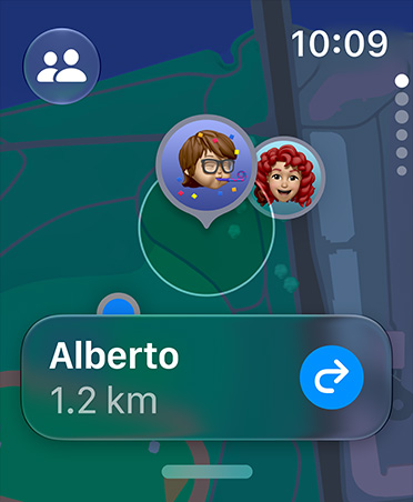 Screen showing the FindMy app to get the location of a person.