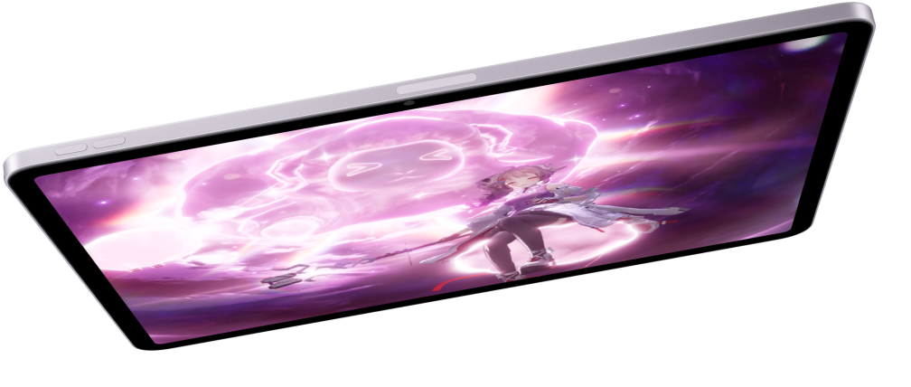 iPad Air u pejzažnoj orijentaciji koji prikazuje videoigru, dva druga modela iPada Air ispod toga