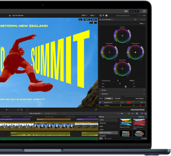 Ekran MacBooka Air, djelomični prikaz, prikazuje uređivanje videozapisa kako bi se pokazale mogućnosti čipa M5