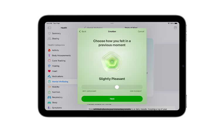 A person goes through a guided meditation in the Mindfulness app