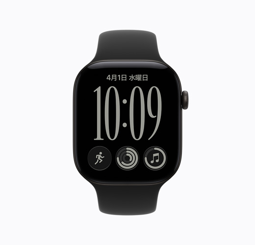 Apple Watch Series 12の正面の外観、カラーはブラックアルミニウム