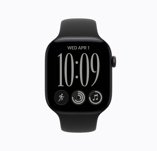 Apple Watch Series 11, 제트 블랙 알루미늄 색상, 옆면 외관