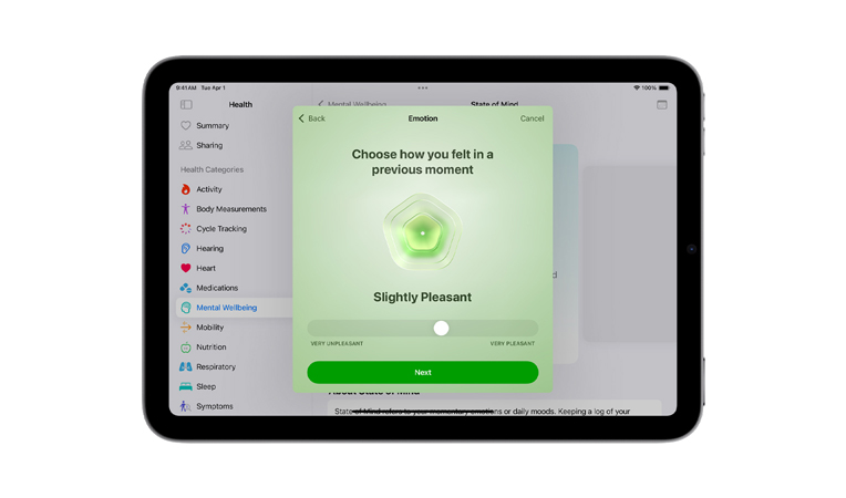 A person goes through a guided meditation in the Mindfulness app on Apple Vision Pro