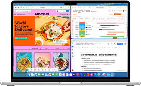 „MacBook Air“, kuriame atidaryta keletas programų