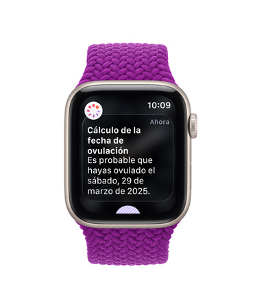 Apple Watch Series 12, caja de aluminio, color gris espacial, notificación de cálculo de la fecha de ovulación, correa uniloop trenzada, color magenta