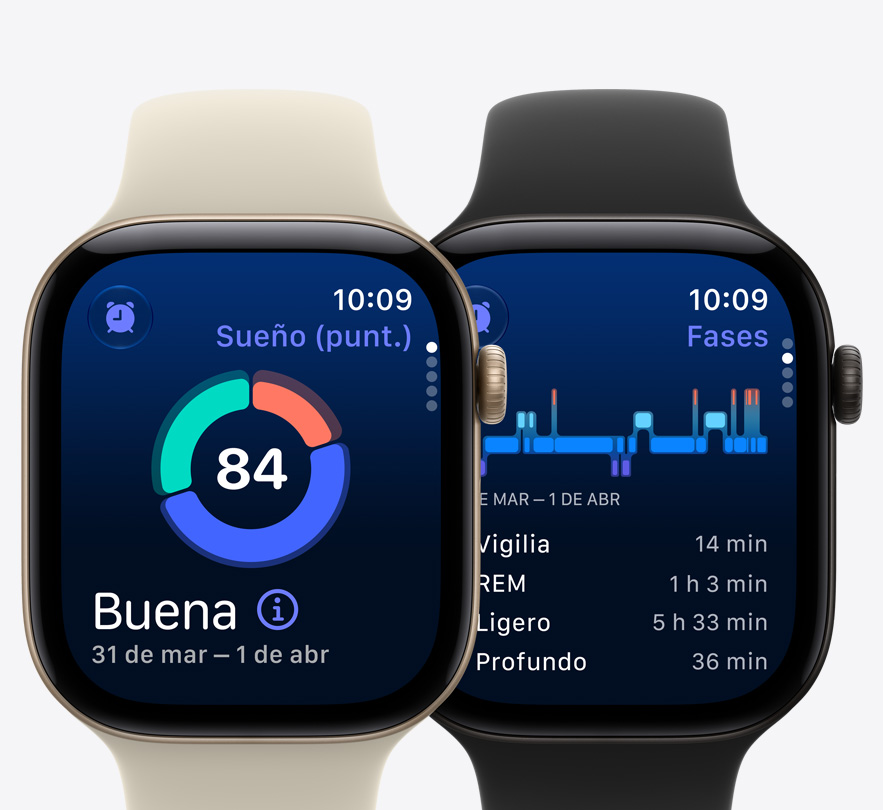 Dispositivos Apple Watch Series 12, Puntuación de Sueño en la pantalla, notificación de posible apnea del sueño