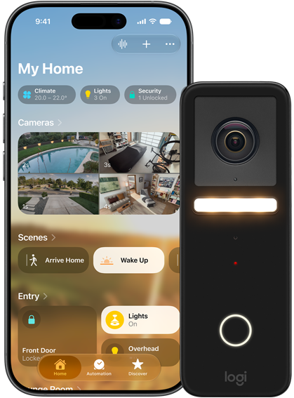 iPhone and security camera using HomeKit secure video features.