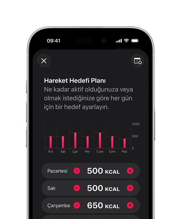 iPhone 18 Pro’da ayrıntılı günlük Hareket hedefi planı gösteriliyor