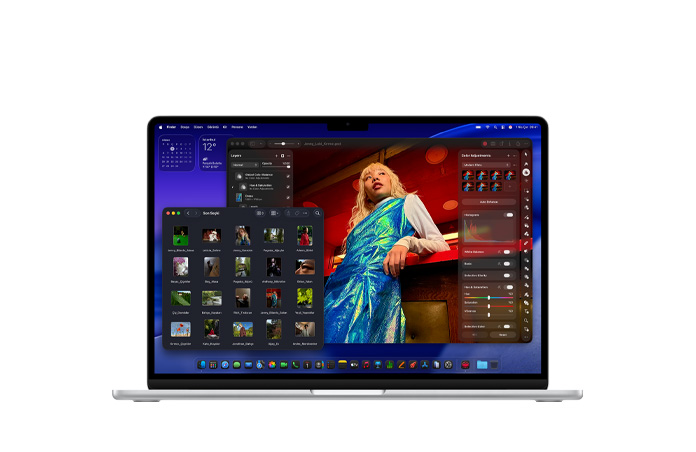 MacBook Air’in depolama ve bellek alanını gösteren Pixelmator ekranı