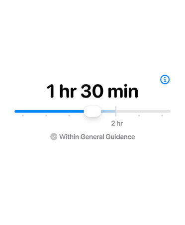 Screen displaying Time Allowance feature with an adjustable bar for time allotted.