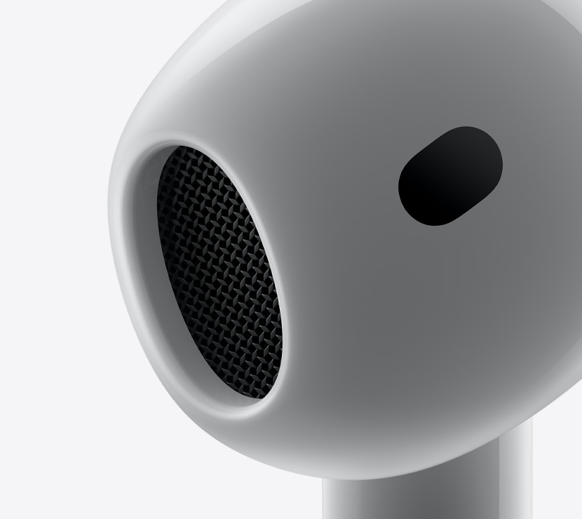 Krupni plan suženog, ušnog dijela slušalica AirPods 4.