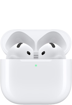AirPods 4 u kutijici za punjenje s podignutim poklopcem.