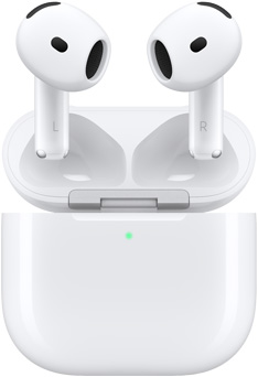 AirPods 4 plutaju iznad kutijice za punjenje s podignutim poklopcem