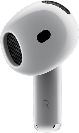 Slušalice AirPods 4 s prednjim prikazom AirPoda, uperene u Stoje ti kao salivene.