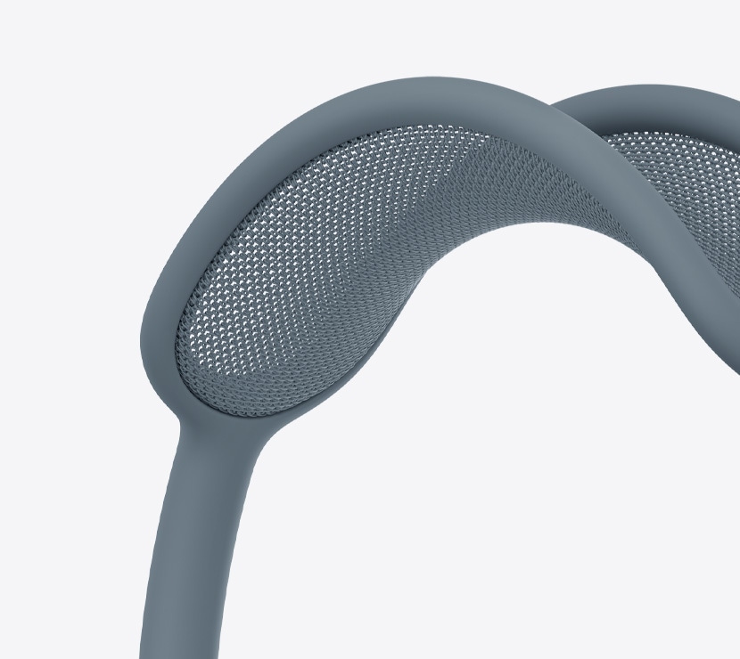 AirPods Max 2 austiņas zilā krāsā, sietveida auduma arkas detaļa