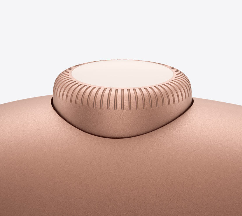 AirPods Max 2 austiņas oranžā krāsā, Digital Crown detaļa