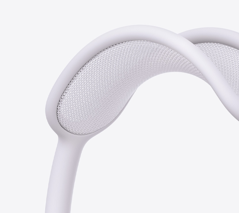 AirPods Max 2 austiņas violetā krāsā, sietveida auduma arkas detaļa