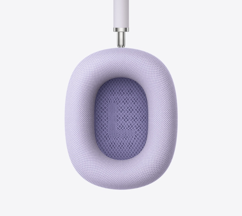 AirPods Max 2 austiņas violetā krāsā, ausu spilventiņa iekšpuses detaļa