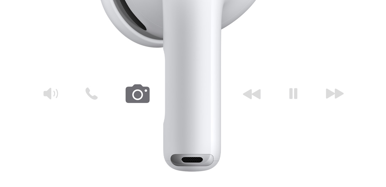 AirPods Pro 3, headphone nirkabel, warna putih, batang pendek