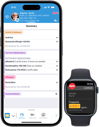Interfaces des apps Haiku et Limerick d’Epic sur iPhone et Apple Watch.
