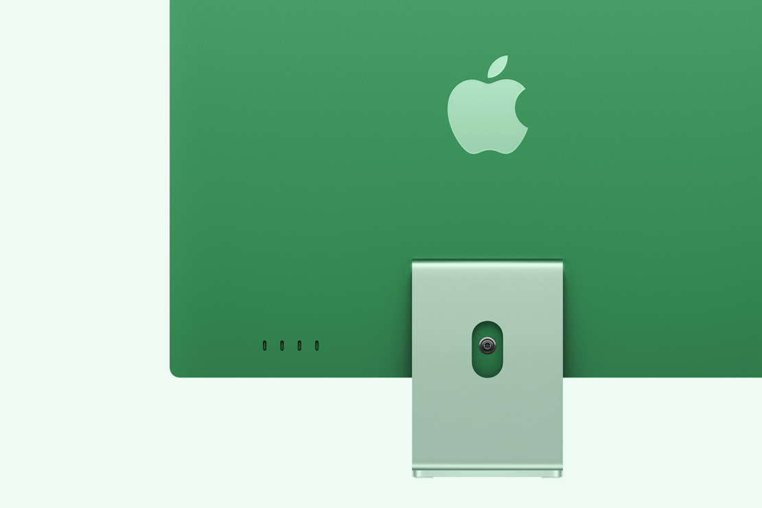 Roheline iMac tagantvaates, mis toob esile neli USB‑C liidest