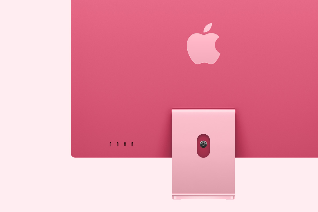 Roosa iMac tagantvaates, mis toob esile neli USB‑C liidest