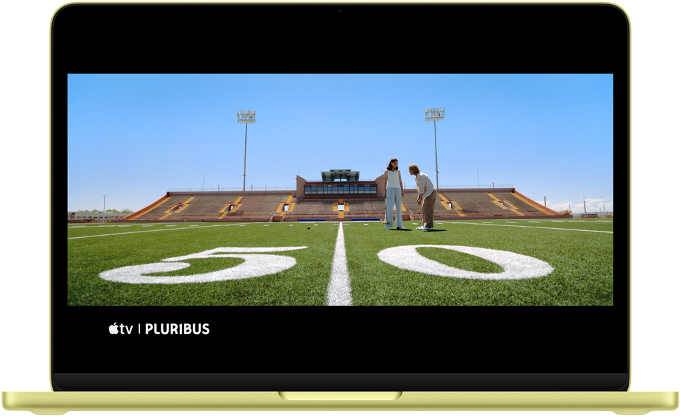 MacBook Neo, citrus colour, scene from Pluribus show onscreen