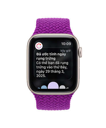 Apple Watch Series 12, aluminum case, space gray color, ovulation date estimated notification, Braided Solo Loop band, magenta color