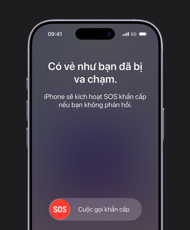 iPhone 17, front exterior, rounded corners, crash detection feature in use